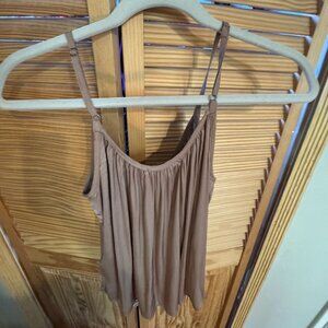 Allison Joy Draped Cami Tank Top – Mocha Brown – XS